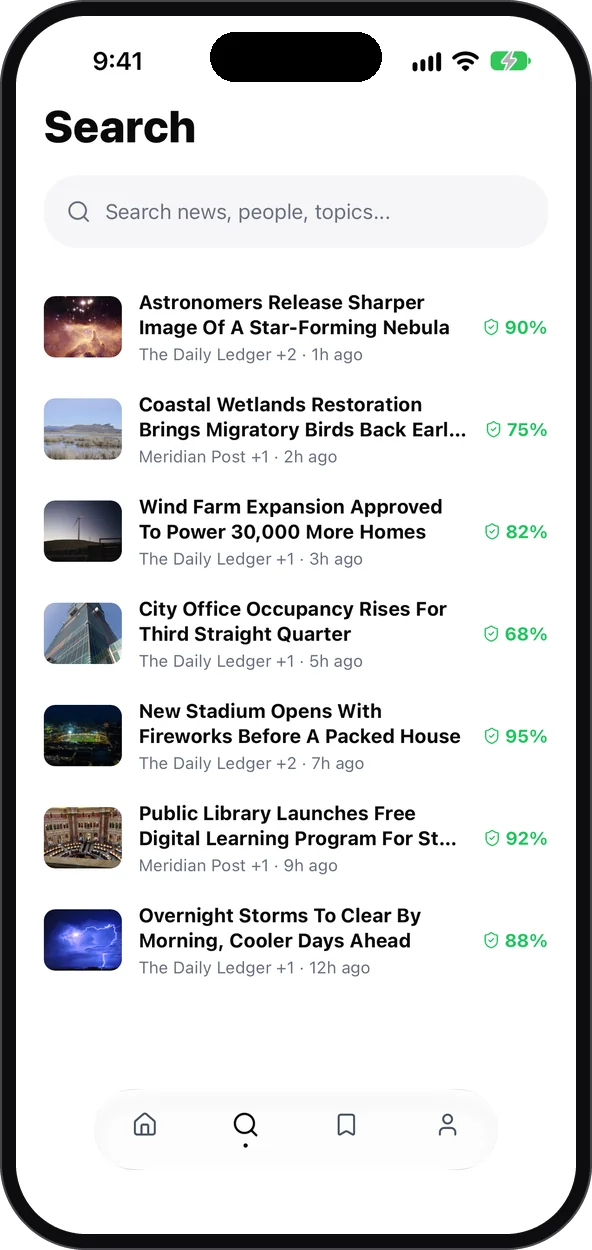 Search results list
